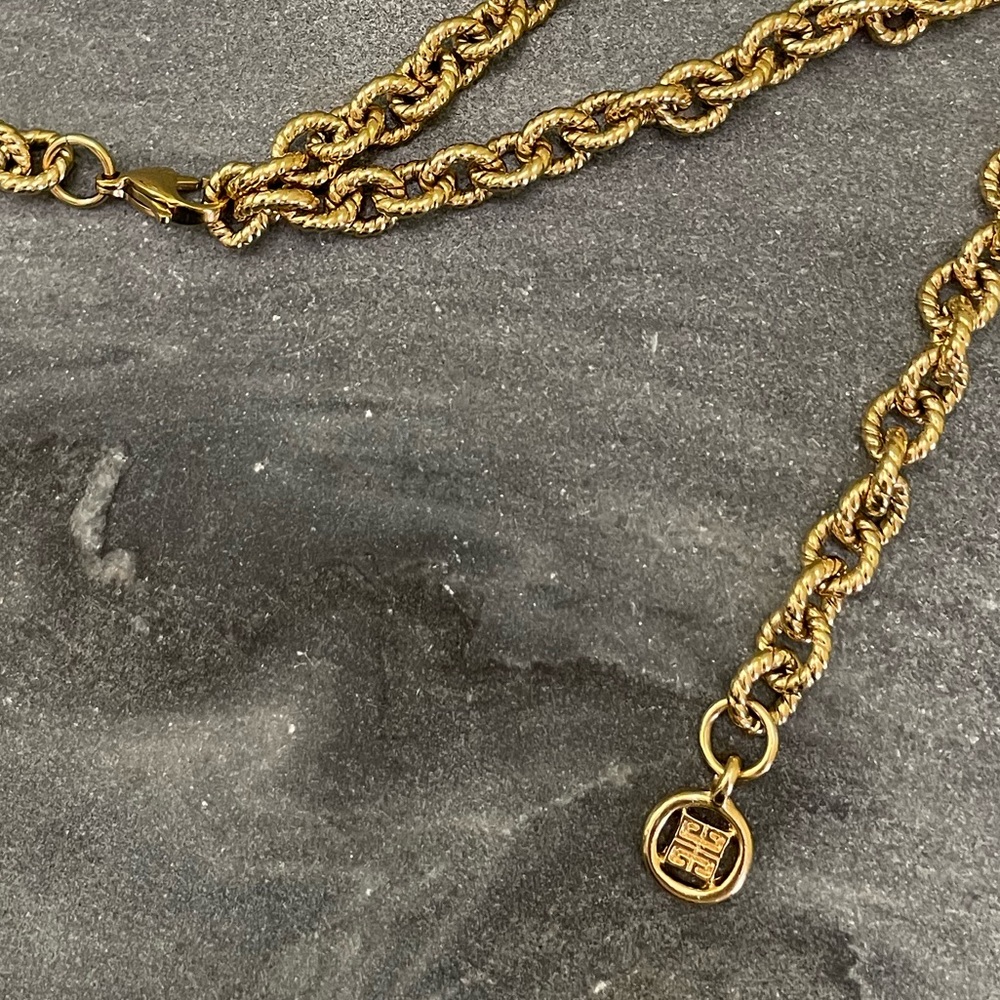 Vintage Givenchy Gold Lariat Adjustable  Gold Chain Necklace - Picture 12 of 12